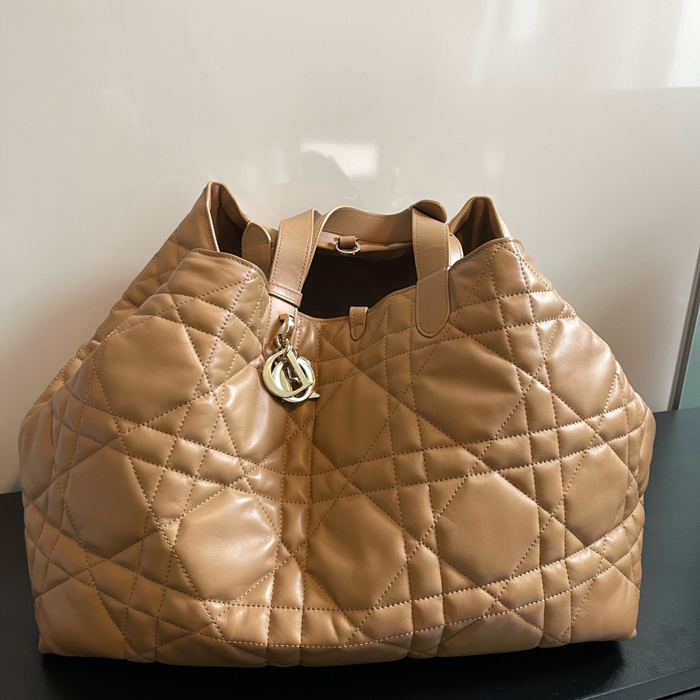 Dior Tan Quilted Toulouse Tote with Gold Hardware - Picture 9 of 11